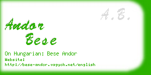 andor bese business card